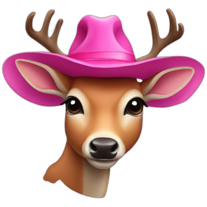 A humanoid deer with a Big pink hat emoji