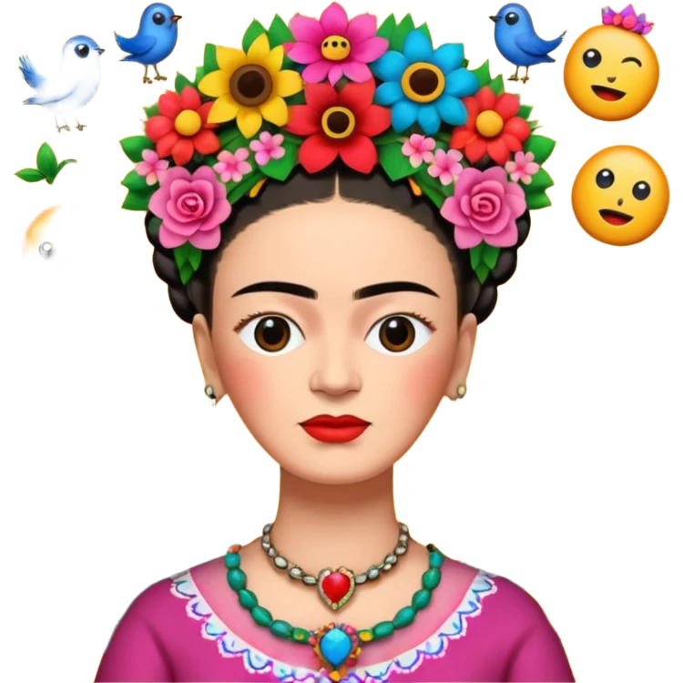defferent emojis and emoticons in style of Frida Kahlo emoji