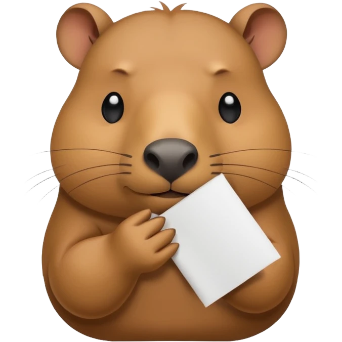 emoji of capibara chewing white paper emoji