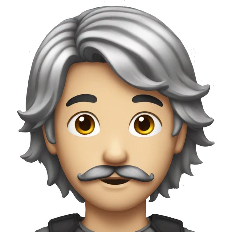 boy with long black hair and moustache emoji