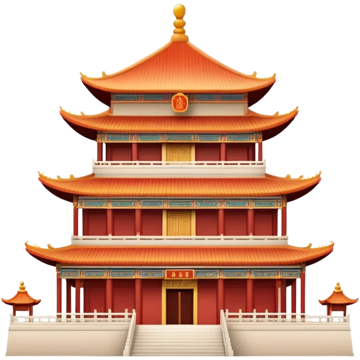 Chinese temple building, soft natural colors, standard emoji appearance emoji