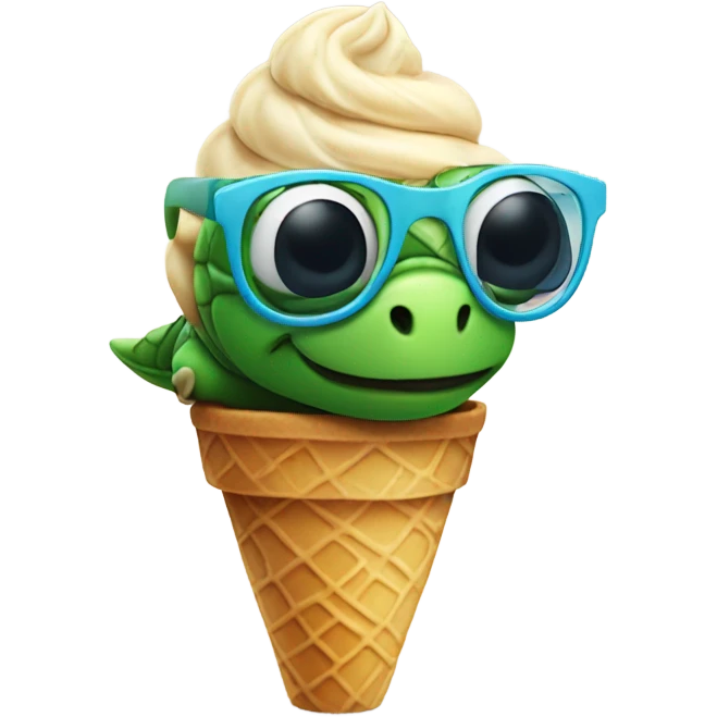 Turtle with glasses eating ice cream  emoji