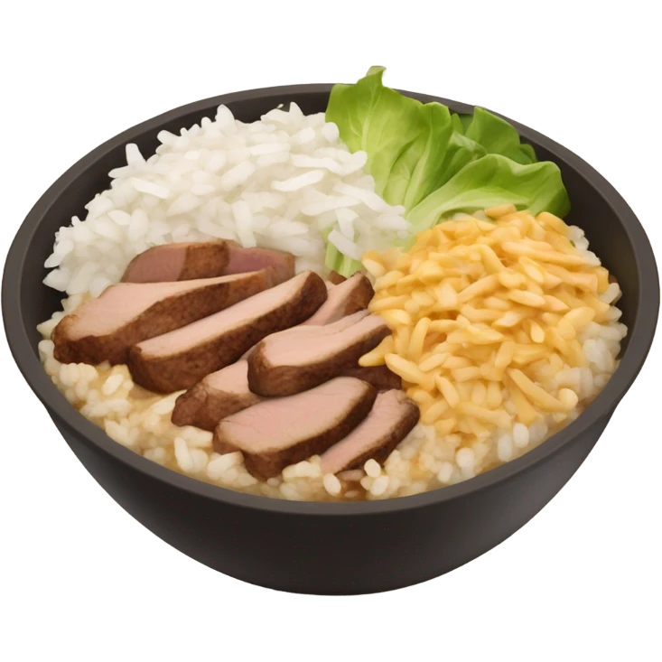 Chipotle bowl,white rice,chicken,steak,pinto beans,cheese,lettuce  emoji