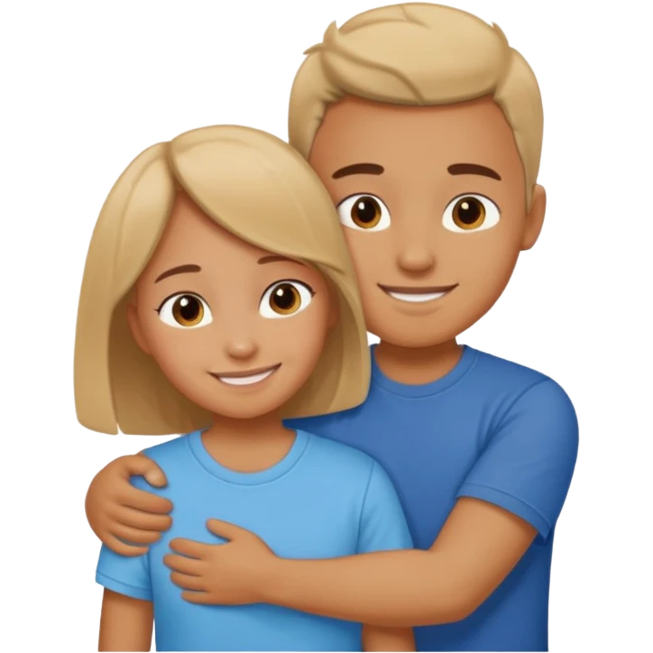 Texte ´Gros câlin’, en dessous un homme serre sa sœur dans ses bras emoji