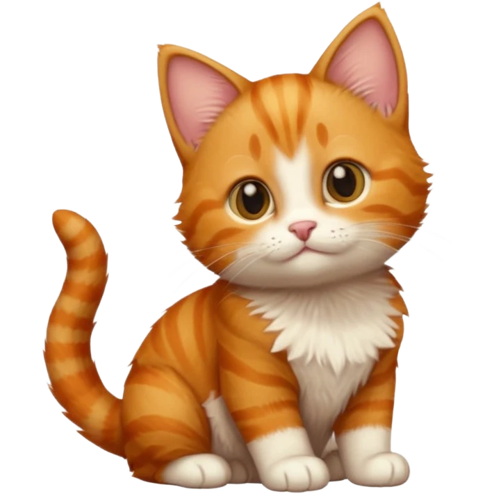 A high-resolution photo-realistic digital illustration of a solid ginger tabby cat kitten, chest upward emoji