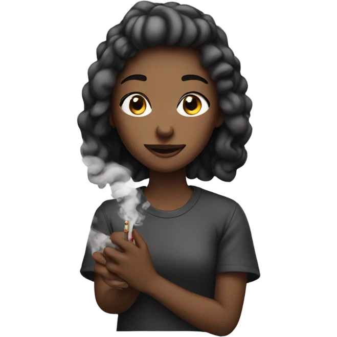 Girl holding smoke emoji
