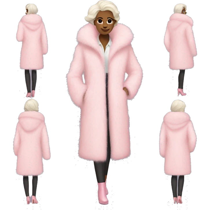Full length pale pink Pink fur coat emoji