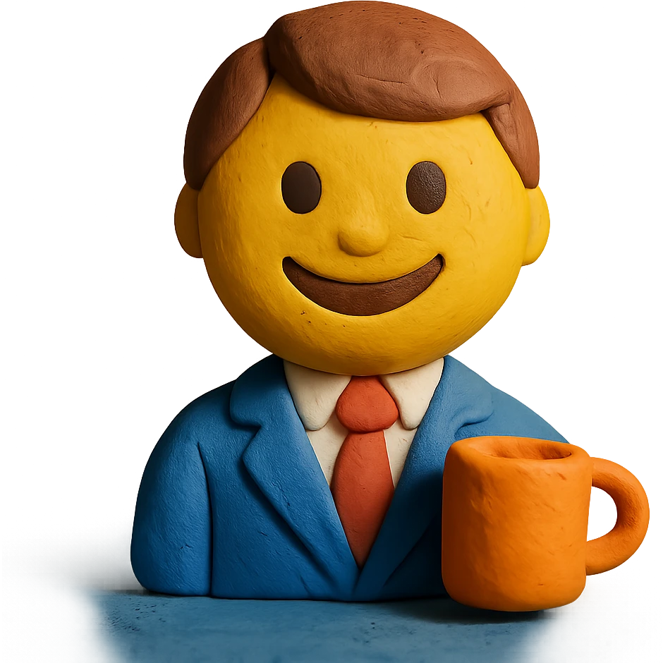 smiling recruiter emoji holding a coffee cup emoji