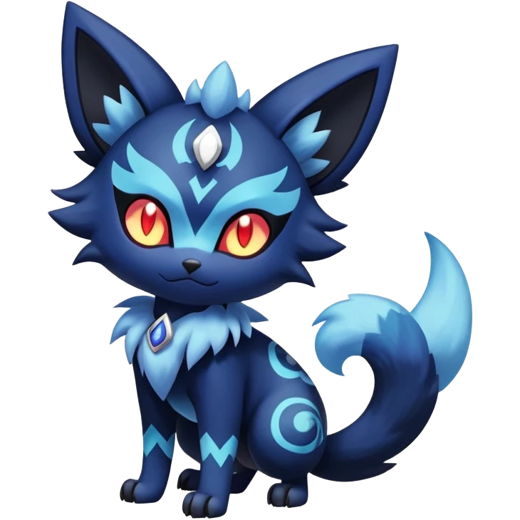 Shiny Evil mExotic Badass Colorful Ethereal Royal Mysterious Gothic Meowstic-Zorua-Litten-Noibat-Pokémon-Fakémon-hybrid-creature (full body) with pattern-markings emoji