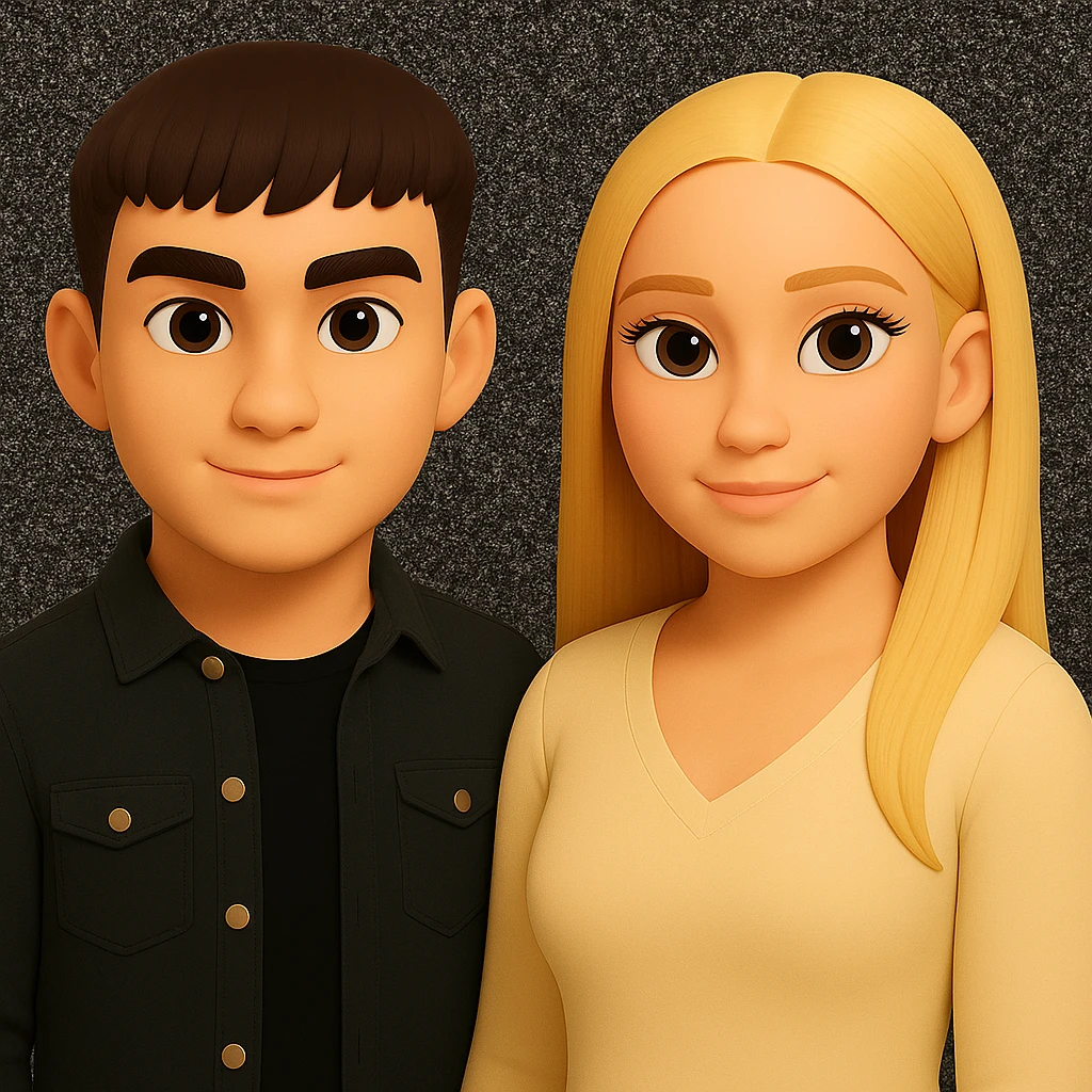 Keep everything as is but slightly space the people apart from each other. Do not change the style or background. emoji