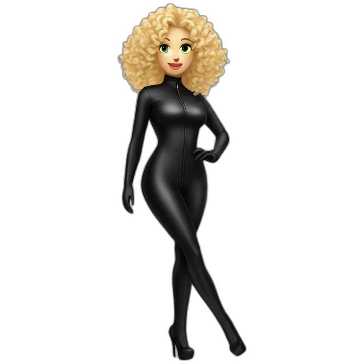 curly-blonde-woman-latex-black-catsuit emoji