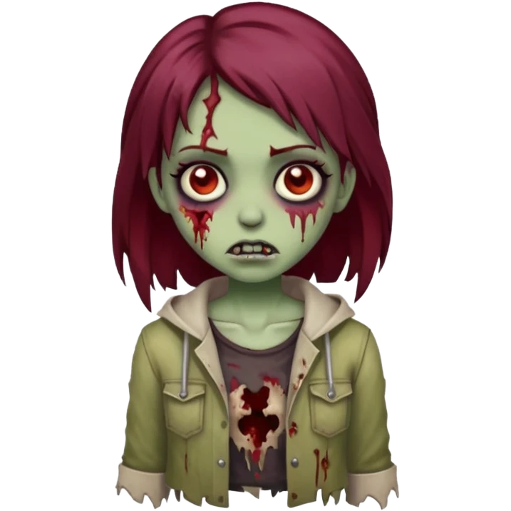 girl zombie with dark cherry hair emoji