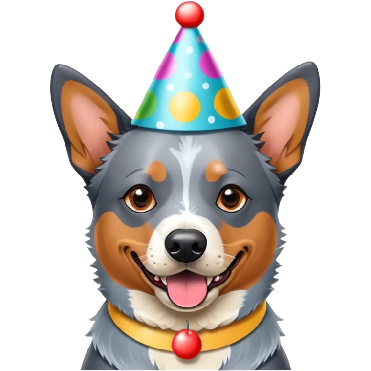 australian cattle dog with party hat emoji