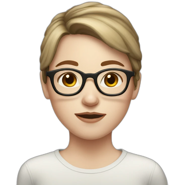 Girl with pale skin, short brown hair, glasses, ajd freckles  emoji