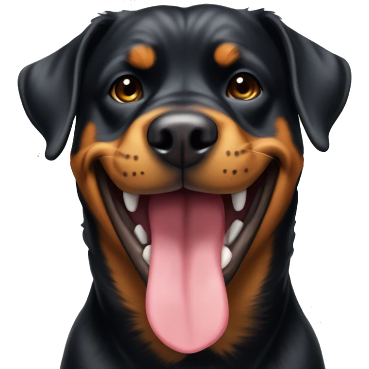 Create a Rottweiler smiling with its tongue out emoji