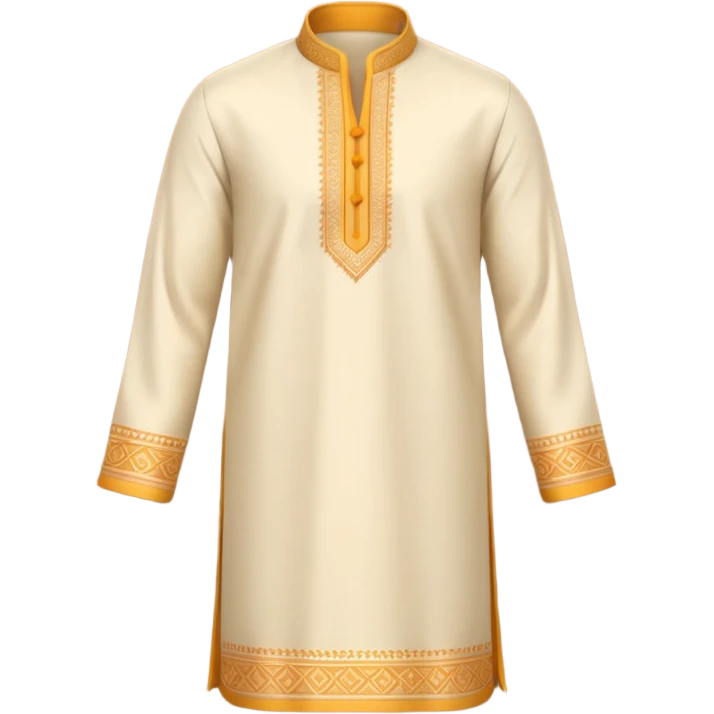 A 3D cartoon traditional kurta and pajama set folded neatly, soft warm tone, smooth fabric texture, Memoji-style look. emoji