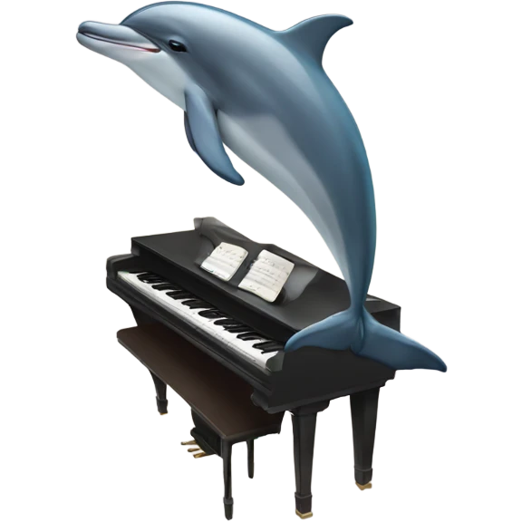 Dolphin playing the piano emoji