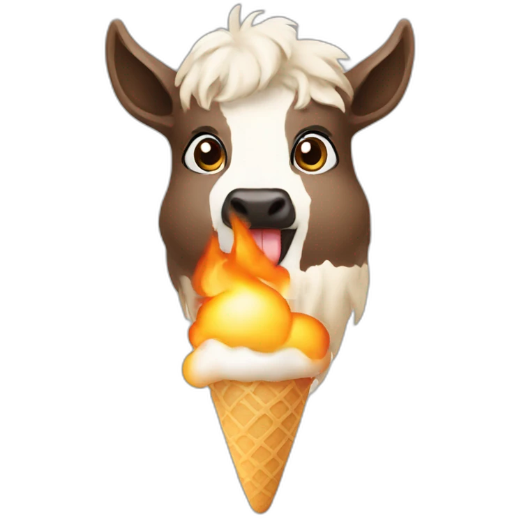 burning-alpaka-eating-icecream emoji