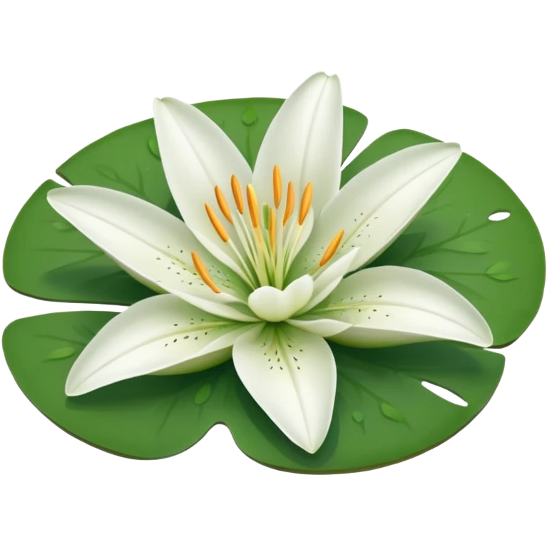 a pretty lily flower on a green circle lilypad emoji