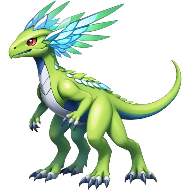 Shiny Futuristic Celestial Magical Ethereal Fakemon-Pokemon-Digimon-Spectrobes-Raptor-fusion, full body emoji