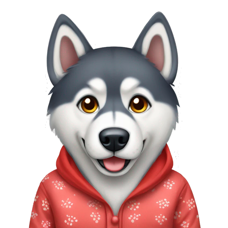 Husky wearing red pajamas  emoji