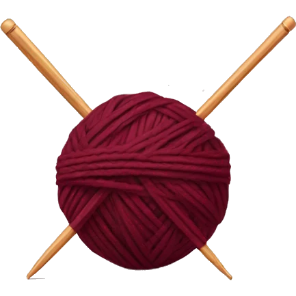 burgundy ball of thread with knitting needles emoji