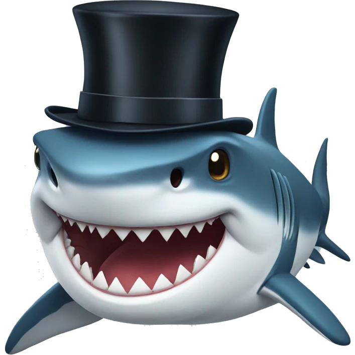 Shark with a top hat emoji