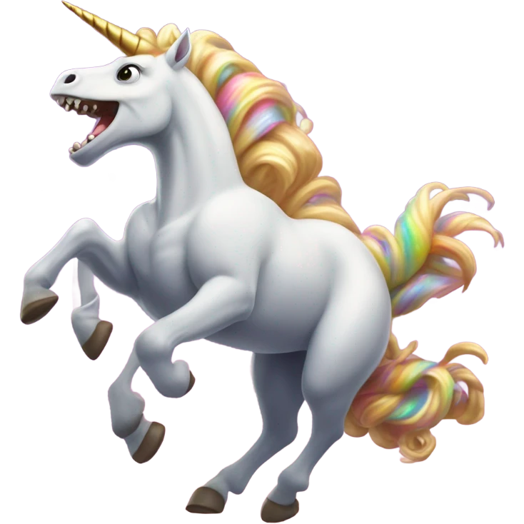 A unicorn flying with a T. rex  emoji