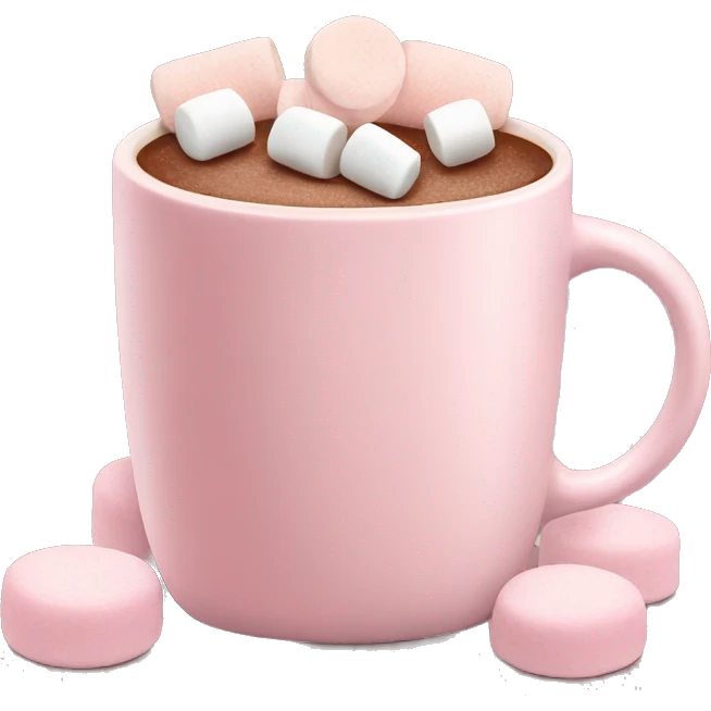 Light Pink mug of hot chocolate with marshmallows  emoji