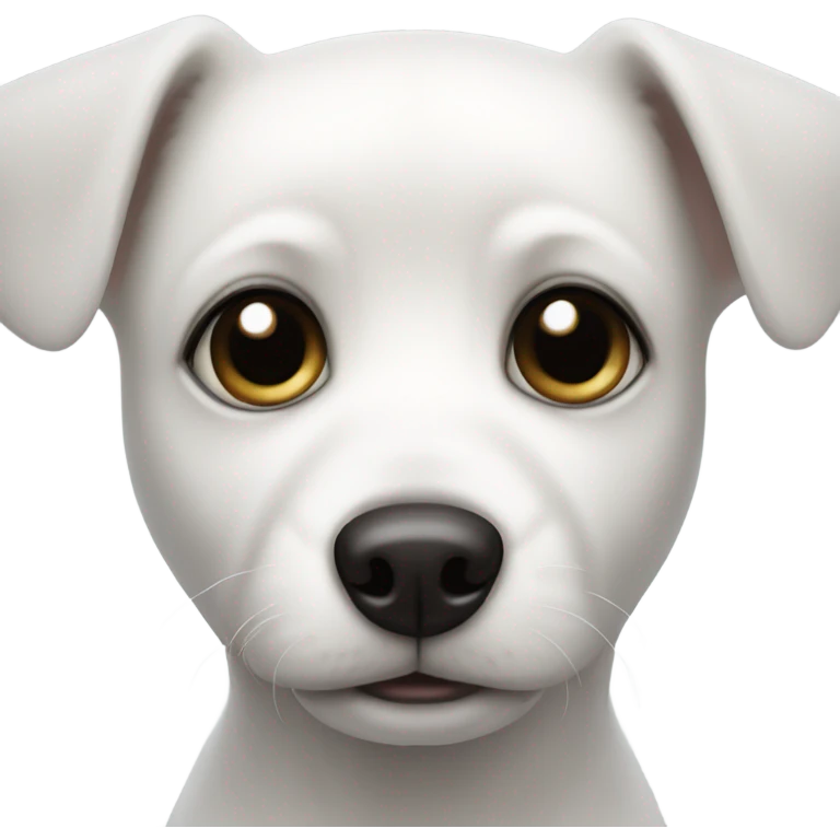 White small dog with black around its eyes emoji