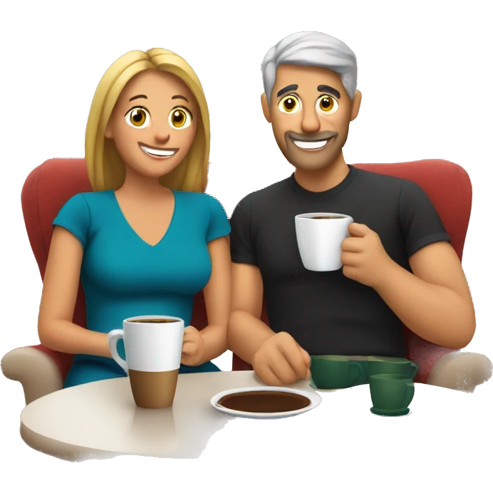 Mom and dad drinking coffee on Christmas morning emoji