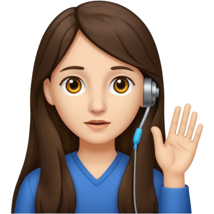brunette woman long hair with hearing impairment emoji