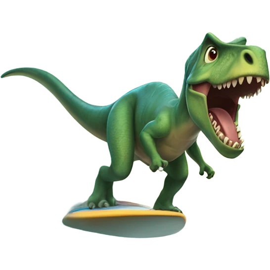 Un dinosaurio haciendo surf emoji