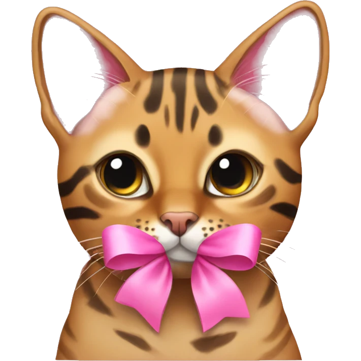 bengal cat with pink bow emoji