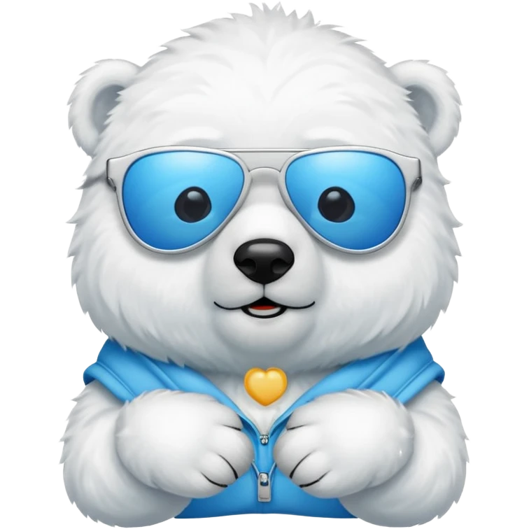 baby Polar bear with blue sun glasses emoji