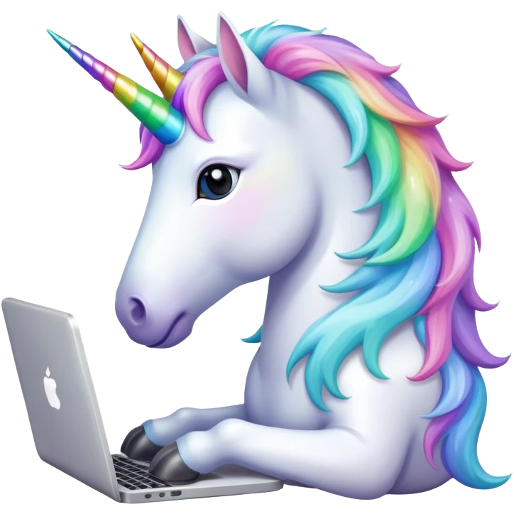 unicorn with a computer emoji