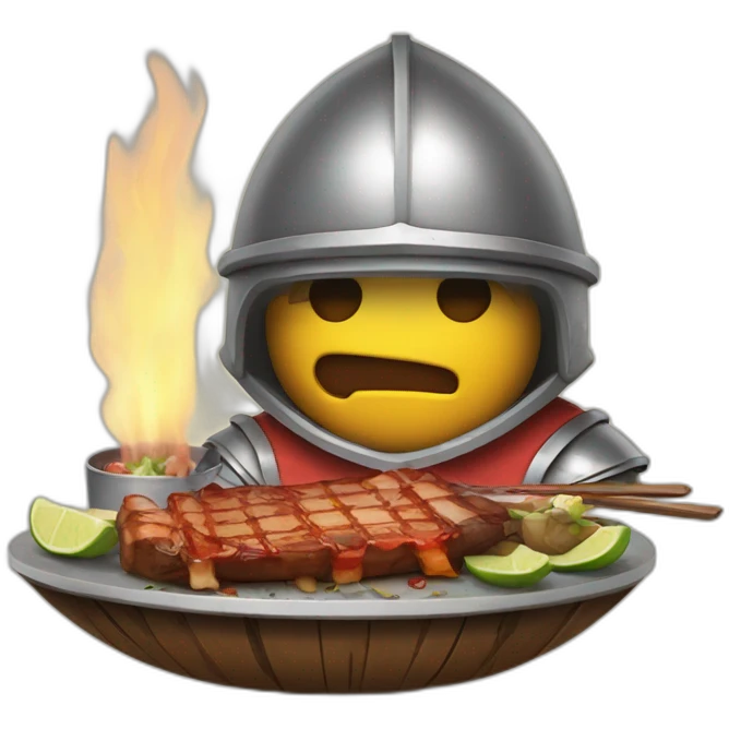 sheilded knight eating filipino bbq emoji