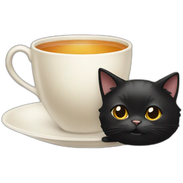 black cat woth tea emoji