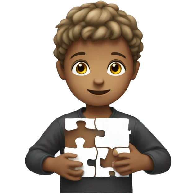 a child with a puzzle in his hands emoji
