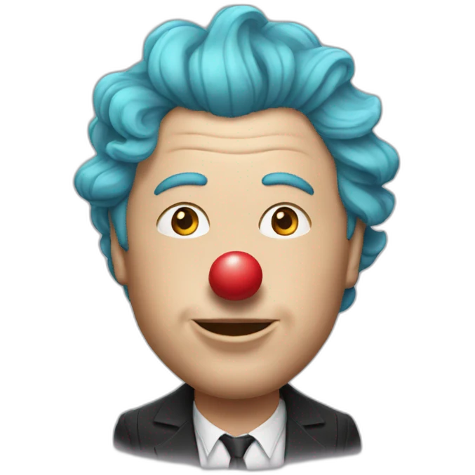 Elon Musk wearing a clown nose and wig emoji