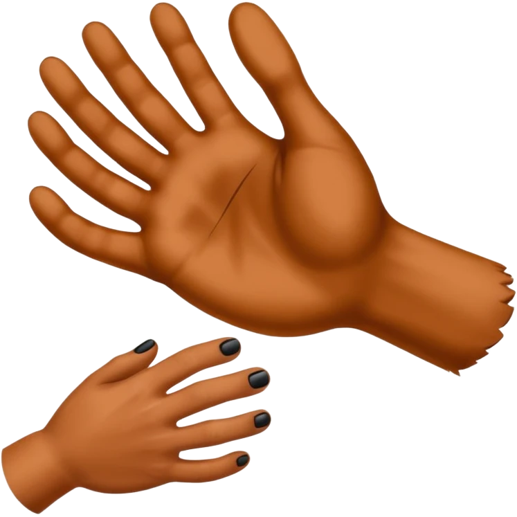 there is a drawing of a human hand gently reaching toward a dog’s paw. The dog has brown fur with black areas, and the paw is extended like it’s about to touch the person’s fingers emoji