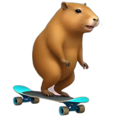 capybara riding a onewheel skateboard emoji