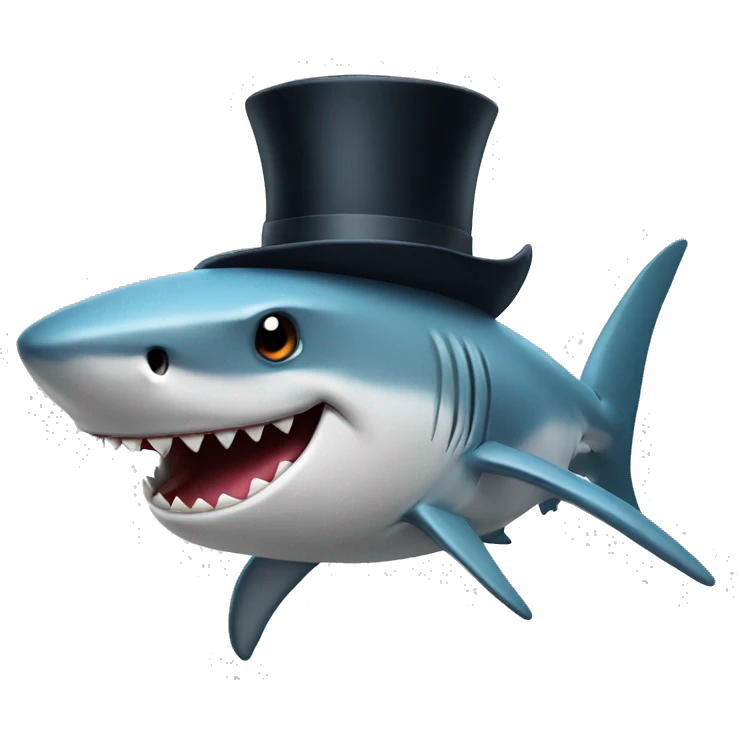 Shark with a top hat emoji