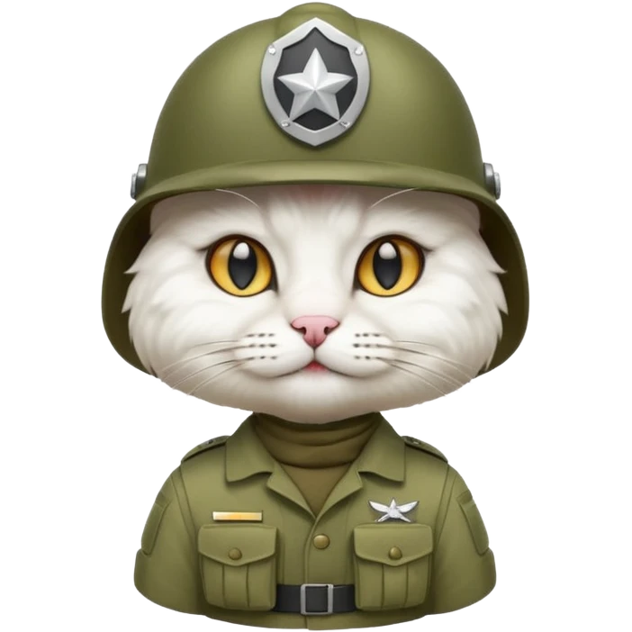 white Cat in army outfit emoji