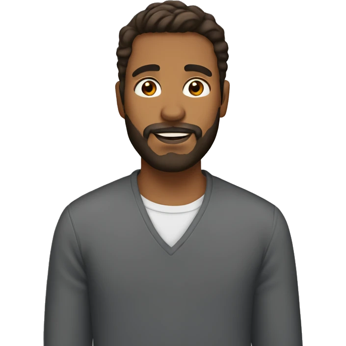 Brown man with beard and brown hair emoji