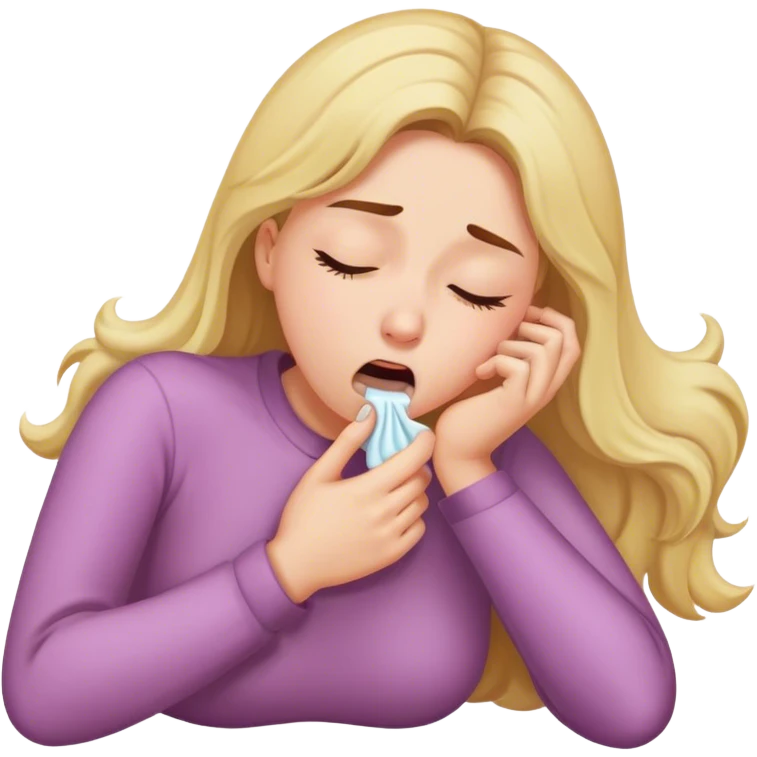 Girl laying down coughing  emoji