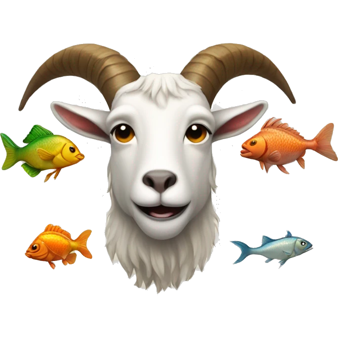 Goat, fishes and bull head emoji