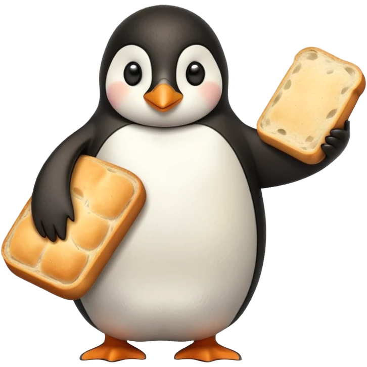 a penguin holding a loaf emoji