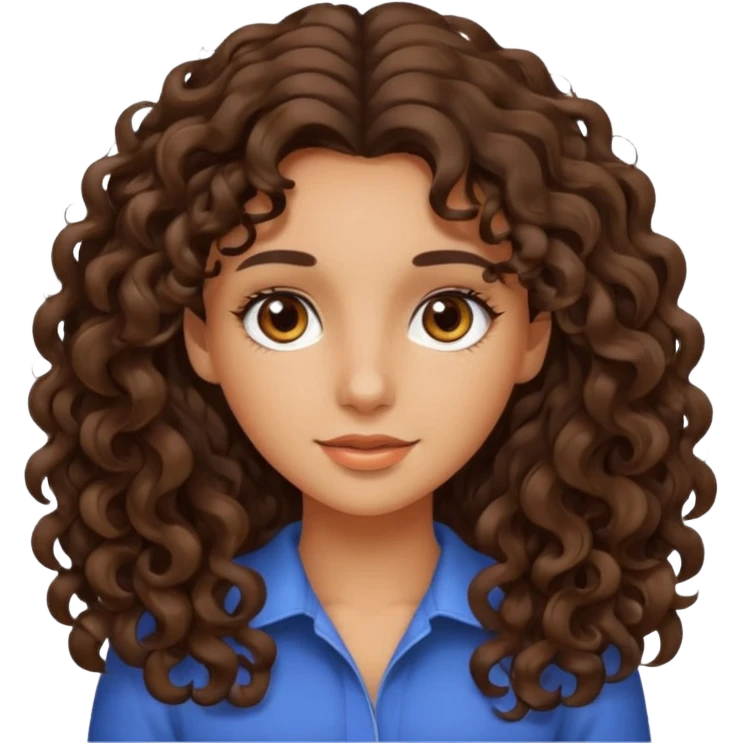 Fille brune cheveux bouclé long peau légèrement bronzé  emoji