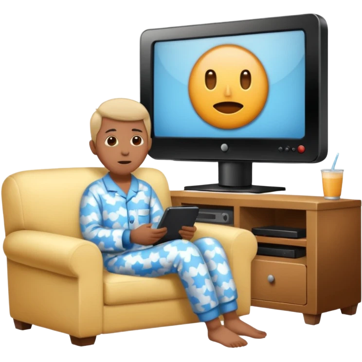 person watching a movie on the TV in their living room emoji
